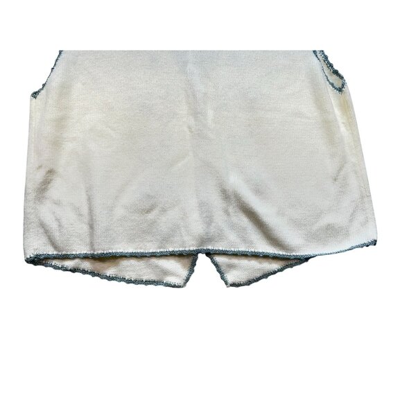 Koret Womens Embroidered Floral Vest L Ivory Green Purple Pearl Button Croquette - Picture 13 of 14